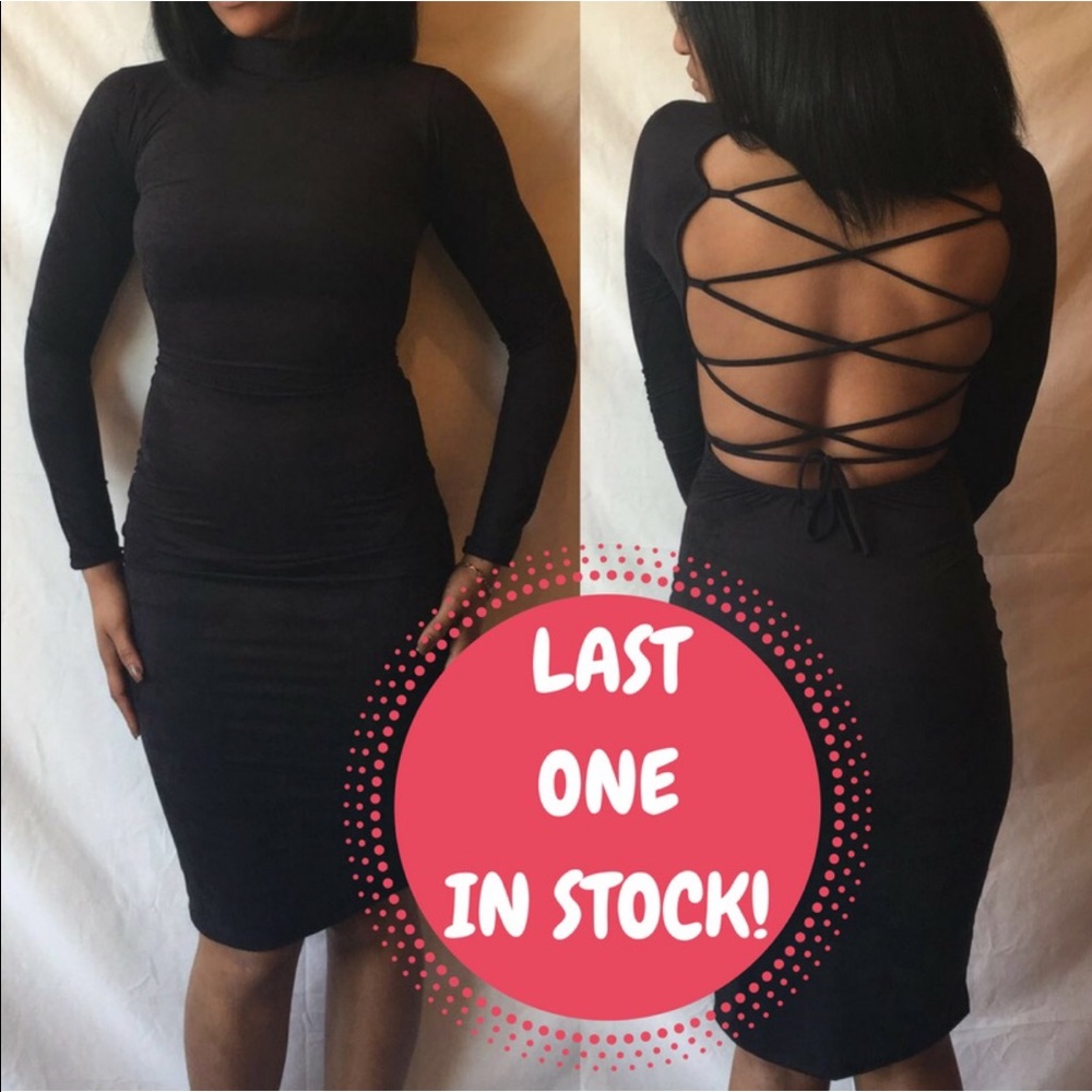 Tie Me Up Black Suede Dress